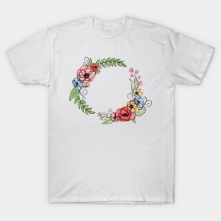 Floral Peony Loop Wreath T-Shirt